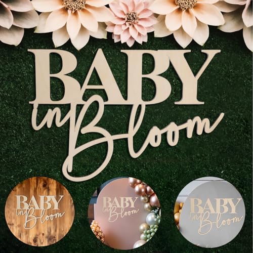 Baby In Bloom Wooden Signs Floral Gender Reveal Backdrop Party Photo Props by Yrrue