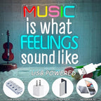 Music Is What Feelings Sound Like Neon Sign Music Neon Light with Bracket - Image 6