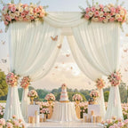 60x12ft Ivory Backdrop Curtain for Wedding Parties, 12 Panels (5x12 ft Each) Wrinkle-Free Dackdrop Curtains, Silky Draping Fabric for Birthday Party, Baby Shower, Photo Background - Image 7