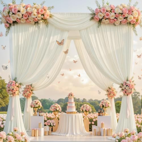 60x12ft Ivory Backdrop Curtain for Wedding Parties, 12 Panels (5x12 ft Each) Wrinkle-Free Dackdrop Curtains, Silky Draping Fabric for Birthday Party, Baby Shower, Photo Background - Image 7