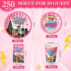 Funnymoom 250 Pcs Girl Hero Birthday Decoration Serves 50 Party Supplies - Image 3