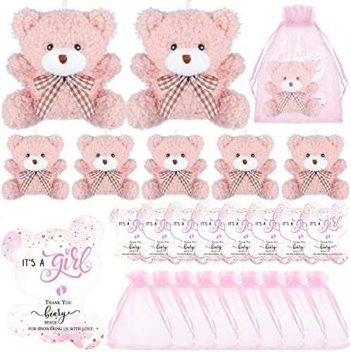 Sasylvia 25 Set Bear Party Favors for Guest 25 Mini Tiny Keychains 25 Thank You Tags 25 Organza Bag by Sasylvia
