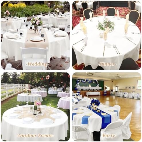 Showgeous 108 Inch Ivory Round Tablecloths, Polyester Table Covers - Image 7