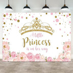 8x6ft Baby Shower Backdrop A Little Princess is on Her Way Photography Background Gold Crown Pink Floral Giltter Dots Girl Princess Party Banner Decorations Newborn Photo Booth Prop by ASDCXZ