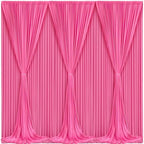 Hot Pink Backdrop Curtain 6 Panels-Wrinkle-Free Polyester Photography Drapes for Wedding Party Photo Background Decorations- 24 X10FT (Hot Pink) - Image 2