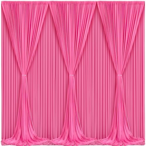 Hot Pink Backdrop Curtain 6 Panels-Wrinkle-Free Polyester Photography Drapes for Wedding Party Photo Background Decorations- 24 X10FT (Hot Pink) - Image 2