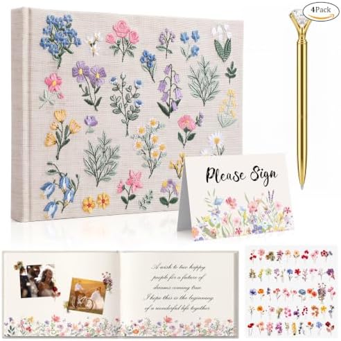 Ctosree Wildflower Baby Shower Guest Book with Pen,Colorful C,8.3 * 6 Inch by Ctosree