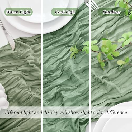 18 Pack Sage Green Cheesecloth Table Runner 21.5x120 Inch, Semi Sheer Boho Gauze Cheese Cloth Fabric Table Runners 10 FT Long for Wedding Party Baby Shower Birthday Home Decor - Image 5