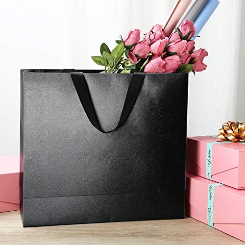 PACKHOME 6 Extra Large Black Gift Bags with Handles 17.5x6x16in - Image 2