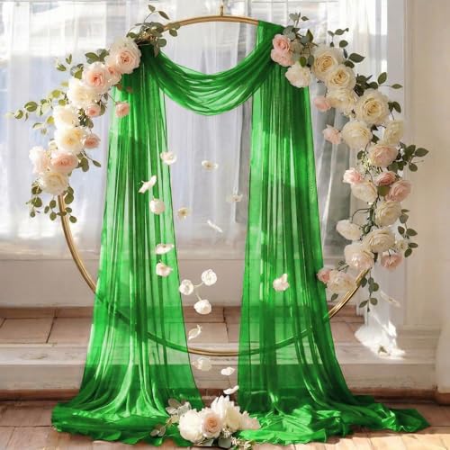 Pack of 2 Wedding Arch Drape Panel Fabric 30" x 75ft - Green - Image 6
