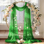 Pack of 2 Wedding Arch Drape Panel Fabric 30" x 30ft - Green - Image 6