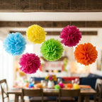 YARNOW 15pcs Tissue Paper Pom Poms - Tissue Paper Flowers for Fiesta Parties, Baby Shower, Birthday Decorations - 8, 10, 12, Inch Party Decor - Image 5
