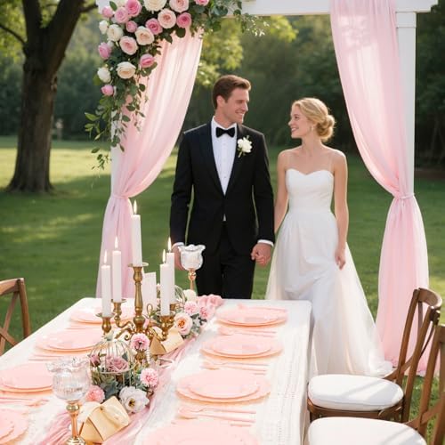 150Pcs Pink Plastic Plates Heavy Duty Dinnerware Set for Party - Image 6