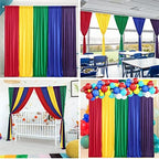 Rainbow Backdrop Curtains 10×7ft Bright Colorful Backdrop Covers for Unicorn Party Baby Shower Photo Booth Birthday Stage Home Events Decor 5 Panels - Image 4