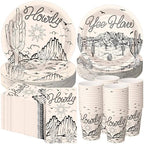 Pickmesh 250 Pcs Western Cowboy Cowgirl Party Decorations Black Wild West Disposable Tableware Set Howdy Yee Haw Paper Plates Napkins and Cups for Rodeo Birthday Baby Shower Party Decorations Serve 50 by Pickmesh