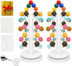 2Pack Wooden Cake Pop Stand Kit with 360° Spinning Base, 49Hole Lollipop Holder with Cake Ball Scoop, 100 Paper Sticks, 100 Clear Treat Bags and 100 Twist Ties, Easy Twist Assembly for Parties by Unknown