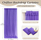 10ft x 10ft Purple Backdrop Curtains, Wrinkle-Free Sheer Chiffon Fabric Photo Backdrop Drapes for Wedding Arch Party Ceremony Stage Photography Decorations - Image 4