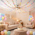 Gleebixi Pastel Birthday Decorations Kit with Paper Chain Garland - Image 3