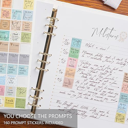 Keepsake Baby Memory Book Girl Boy – Timeless Leather-Bound Baby Milestone Book – Baby Book Keepsake Record First 5 Years – Gender Neutral Baby Scrapbook Album Baby Album Journal Registry Search Gift - Image 5