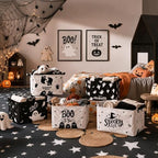 CHENGU 6 Pack Halloween Storage Basket Collapsible Halloween Ghost Bins - Image 5