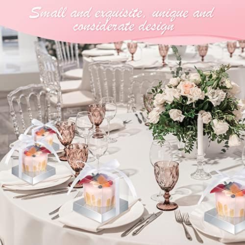Thenshop 50 Pcs Clear Cupcake Boxes Individual 3.5 Inch, Silver - Image 5