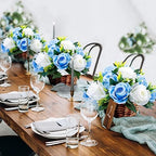 Sziqiqi Silk Rose Flower Balls for Table Centerpieces, Blue&White, 6Pcs - Image 4