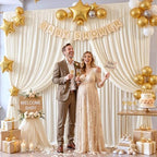 30ft x 15ft Champagne Wrinkle Free Backdrop Curtains for Wedding Party Backdrops Curtain Drapes Fabric Decorations Photo Back Drop Cloth for Baby Shower Photography Stage Reception - Image 4