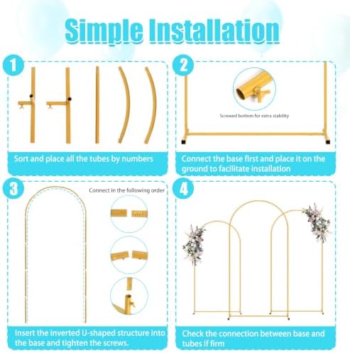 6FT Arch Backdrop Stand and Blue Cover Set,Balloon Arch Stand - Image 6