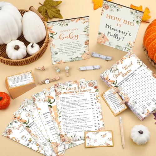 Funnymoom 426 Pcs Pumpkin Baby Shower Games Set, 8 Games Include Bingo - Image 2
