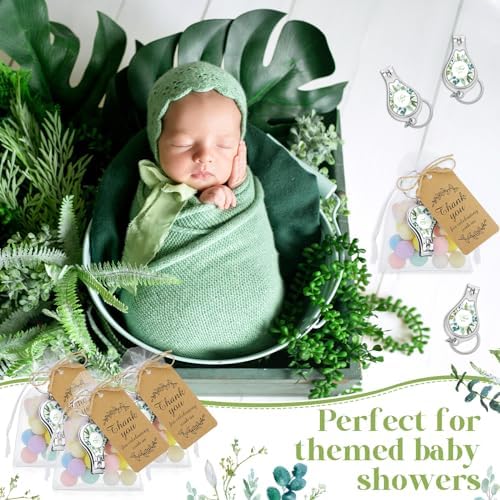 Minatee 50Set Baby Shower Bottle Openers Nail Clipper for Guest, Eucalyptus - Image 6