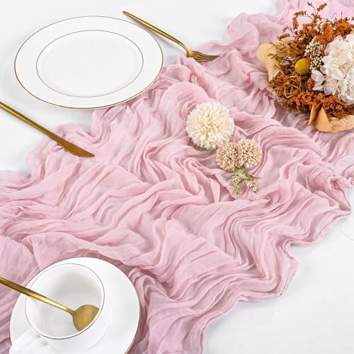 20 Pack Cheesecloth Table Runner - 17x108 Inch Light Pink Boho Gauze Cheese Cloth Table Runners for Baby Bridal Shower Decoration Wedding Party Summer Garden Farmhouse - Image 4