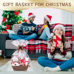 10PACK Brown Baskets For Gifts Empty, 10 x 8” Thick Gift Basket with 10 Clear Bags and Pull Bows, Cardboard Gifts Baskets Trays with Handles for Christmas, Thanksgiving, Wedding, Birthday - Brown - Image 5