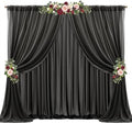 20ft x 10ft Black Backdrop Curtains, Wrinkle-Free Sheer Chiffon Fabric Photo Background Drapes for Wedding Arch Party Ceremony Stage Photography Decorations by WishCare