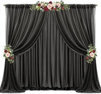 20ft x 10ft Black Backdrop Curtains, Wrinkle-Free Sheer Chiffon Fabric Photo Background Drapes for Wedding Arch Party Ceremony Stage Photography Decorations by WishCare