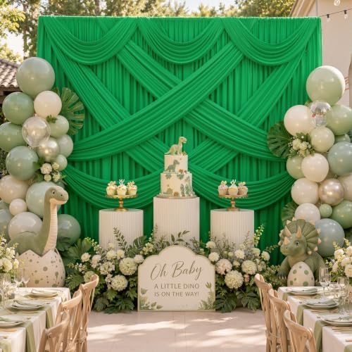 20ftx12ft Green Backdrop Curtains for Wedding Party 4 Panels 5×12FT Tall - Image 6