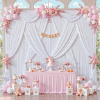 40x8ft White Backdrop Curtains for Parties Wedding Photo Wrinkle Free White Drapes Backdrop Polyester Photoshoot Back Drop for Baby Shower Birthday Party Photography Background 8 Panels 5x8FT - Image 3
