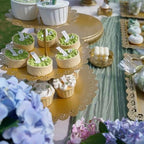 8Pcs Metal Cake Stand Set with 14 inch Round Cake Stand for Large Cakes, 2-Tier & 3-Tier Dessert Stands, Lace Edge Serving Trays – Display for Wedding, Birthday, Party(Champagne Gold) - Image 4