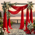 Pack of 2 Wedding Arch Drape Panel Fabric 30" x 50ft - Red - Image 4