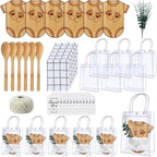 Teenyyou 43 Pcs Baby Shower Game Prizes for Winner Bamboo Cheese Board Spoon Plaid Towel Artificial Eucalyptus Stems Thank You Tag Card Gift Bag for Guest Baby Bridal Shower Wedding Favors(Babysuit) by Teenyyou