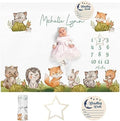 Personalized Baby Milestone Blanket for Boys Girls Baby Month Blanket- First Year Calendar Monthly Growth Chart - Animal Theme Halloween Birthday Gifts for Infant Todder by Dyoart
