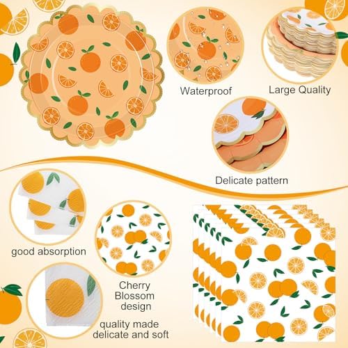 Funnymoom 200 Pcs Orange Citrus Party Decorations Paper Plates Serve 50 - Image 3