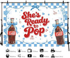 MEHOFOND 10x7ft She's Ready to Pop Baby Shower Banner Backdrop Blue Coquette Shes Ready to Pop Baby Shower Decorations Gender Reveal Cake Smash Photo Booth Props - Image 3