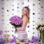 Sliner 8 Pcs 52.5 ft Artificial Flower Garland Hanging Decorations Dangling Fake Flowers with Hooks Spring Party Decorations for Wedding Background Arch Birthday Baby Shower Home Garden Decor (Purple) - Image 4