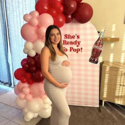 NIVIUS PHOTO She's Ready to Pop Baby Shower Arch Backdrop Cover, Party Decorations, Chiara Arch Cover for Gender Reveal, Birthday Party Photo Booth (6.5FT,G-05633) - Image 4