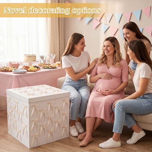 Kolldenn Extra Large Gender Reveal Gift Box with Lid Bows, 28x28x28, Gold - Image 4