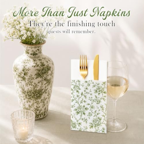 French Toile Napkins Vintage Wedding Bridal Showert Napkin - Image 3