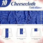 24 Pack Roal Blue Cheesecloth Table Runner 17"x108" Boho Gauze Fabric Table Runner Vintage Rustic Sheer Runners for Wedding Party Bridal Baby Shower Table Decorations - Image 2