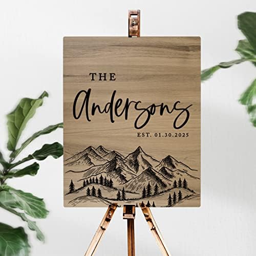 Andaz Press Large Wooden Welcome Sign for Wedding, Rustic Welcome Sign 16" x 20" Custom Last Name Woodland Forest Wedding Signage English Oak MDF Wood Finish Wedding Reception Indoor Outdoor Signs - Image 2