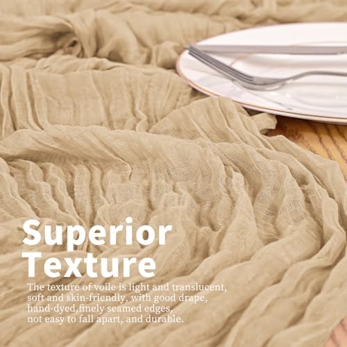20 Pack Beige Table Runner 17 x 108inch Cheesecloth Table Runner Rustic Boho Gauze Sheer Fabric Cheese Cloth Table Runners for Wedding Party Bridal Baby Shower Birthday Spring Table Decor - Image 2