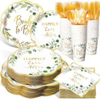 Pickmesh 400 Pcs Sage Green Bridal Shower Party Supplies Plates Serve 50 by Pickmesh